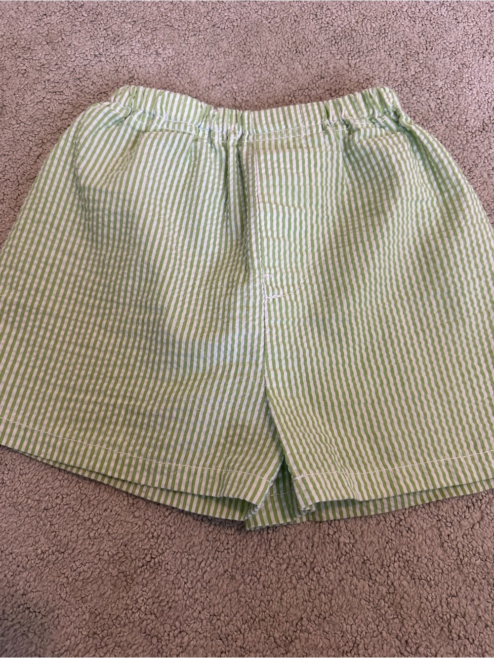 Green Seersucker Kids Shorts